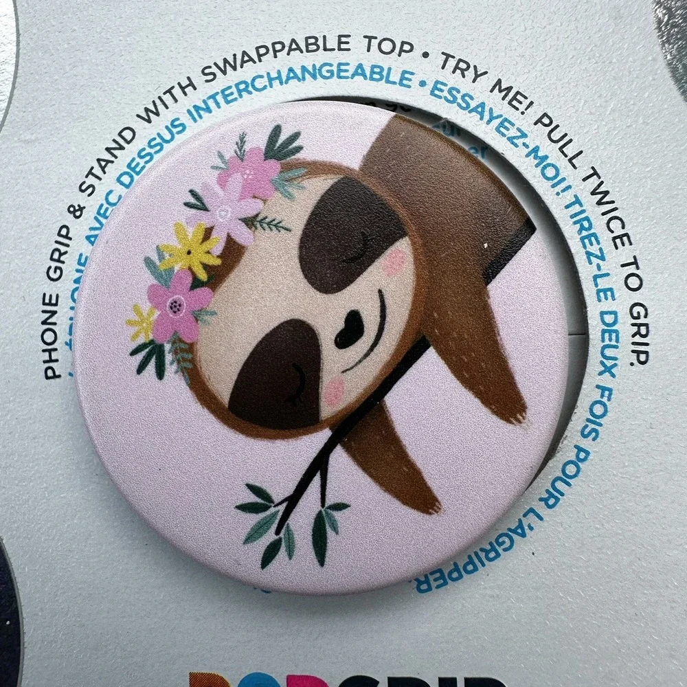Popsocket Sweet Sloth‎ Flower Swap Top Holder PopGrip Phone Grip iPhone Samsung